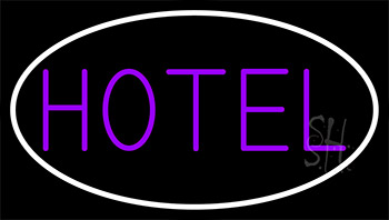 Purple Hotel With White Border Neon Sign