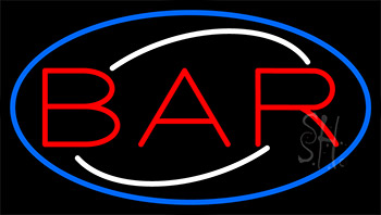 Red Bar With Blue Border Neon Sign