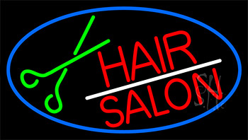 Red Hair Salon With Scissor Neon Sign