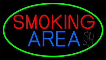 Smoking Area With Green Border Neon Sign