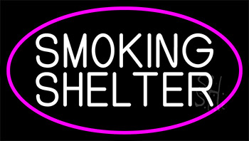 Smoking Shelter With Pink Border Neon Sign