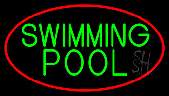 Swimming Pool With Red Border Neon Sign