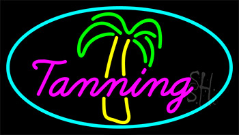 Tanning With Palm Tree Neon Sign