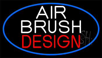 White Air Brush Design With Blue Border Neon Sign
