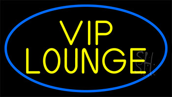 Yellow Vip Lounge With Blue Border Neon Sign