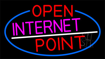Red Open Internet Point With Blue Border Neon Sign