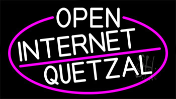 White Open Internet Quetzal With Pink Border Neon Sign