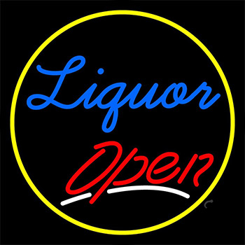 Blue Liquor Open 1 Neon Sign