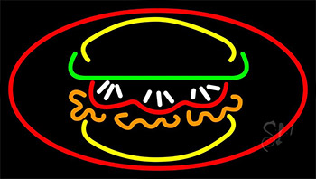 Burger With Vegie Neon Sign