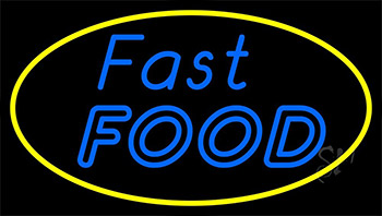 Blue Fast Food Yellow Neon Sign