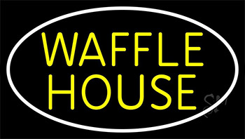 Yellow Waffle House White Neon Sign