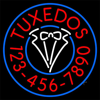 Circle Tuxedos With Phone Number Neon Sign