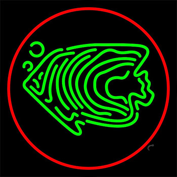 Green Fish Red Circle Neon Sign