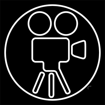 Cinema Camera Blue Border Neon Sign