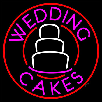 Circle Pink Wedding Cakes Neon Sign