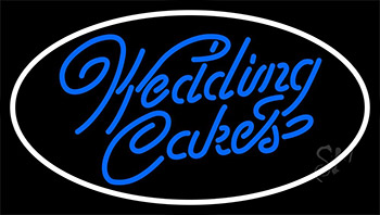 Blue Wedding Cakes Cursive Neon Sign
