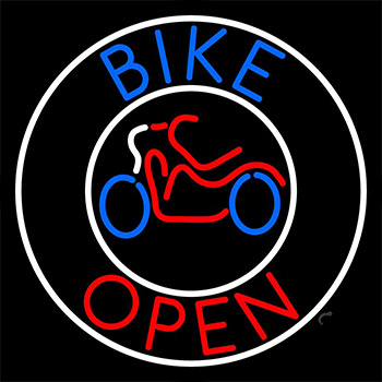 Blue Bike Open With Border Neon Sign