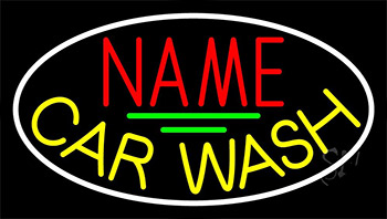 Custom Yellow Car Wash With Neon Sign