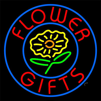 Flower Gifts In Block Logo Neon Sign