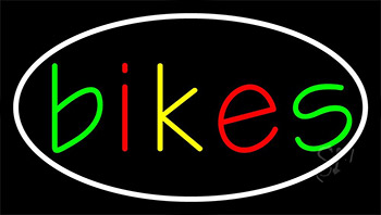 Multicolored Bikes With Border Neon Sign