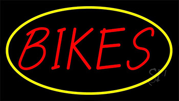 Red Bikes Yellow Border Neon Sign