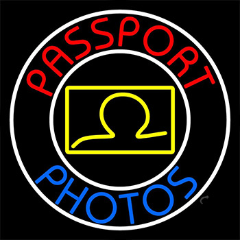 Red Passport Photos With Neon Sign