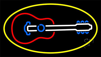 Guitar With Yellow Border Neon Sign