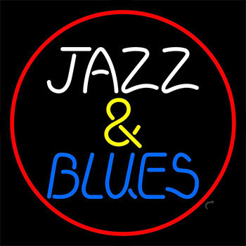 Jazz And Blues With Red Border Block Neon Sign