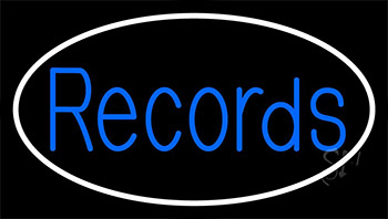 Blue Records White Border 1 Neon Sign
