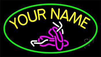 Custom Sandal With Green Border Neon Sign