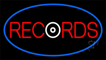 Records Blue Border 2 Neon Sign