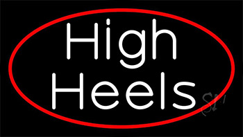 White High Heels With Red Border Neon Sign