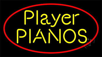 Yellow Player Pianos Block Red Border 1 Neon Sign