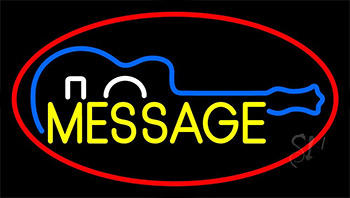 Custom Blue Guitar Logo Red Border Neon Sign