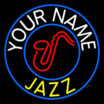 Custom Jazz Yellow Block Blue Border Neon Sign