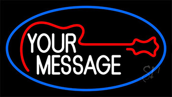 Custom Red Guitar Blue Border Neon Sign