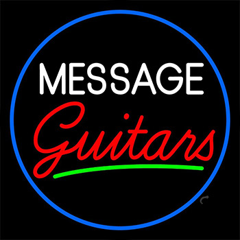 Custom Red Guitars Blue Border Neon Sign