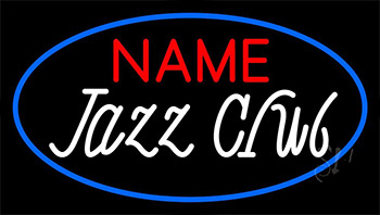 Custom White Jazz Club Blue Border Neon Sign