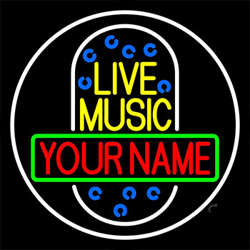 Custom Yellow Live Music Mike Neon Sign