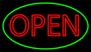 Double Stroke Open Green Neon Sign