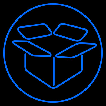 Blue Box With Circle Border Neon Sign