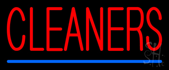 Red Cleaners Blue Line Neon Sign