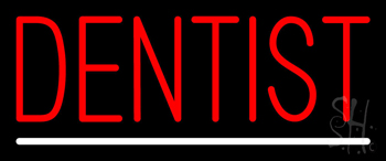 Red Dentist White Line Neon Sign