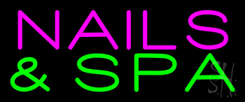 Pink Nails And Spa Green Neon Sign