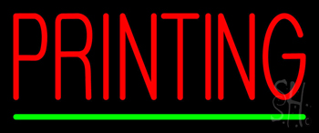 Red Printing Green Line Neon Sign