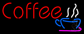 Red Coffee With Cup Neon Sign