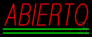 Red Abierto With Green Lines Neon Sign