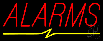 Red Alarms With Yellow Line Neon Sign