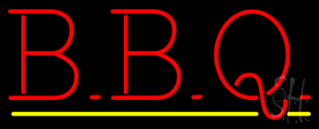 Bbq With Yellow Line Neon Sign