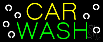 Yellow Car Green Wash Neon Sign